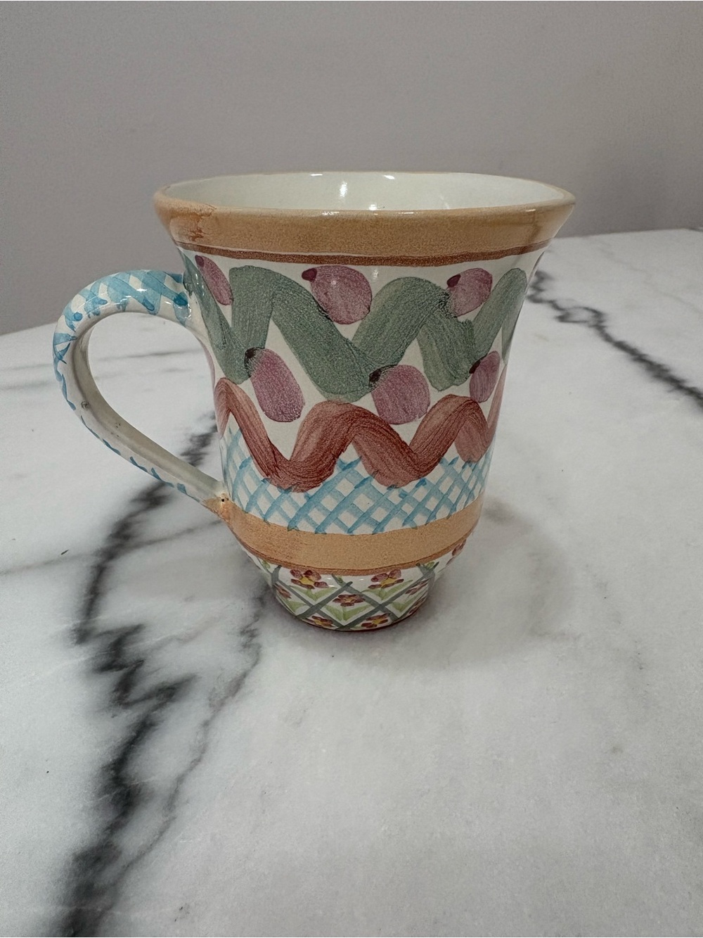 MacKenzie-Childs Heather Hand-Painted Ceramic Mug